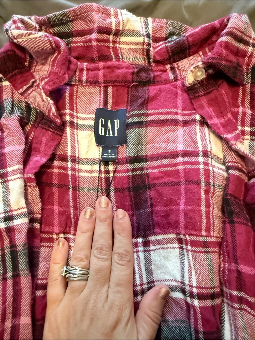 GAP Women's Pink Plaid Jean-Style Jacket